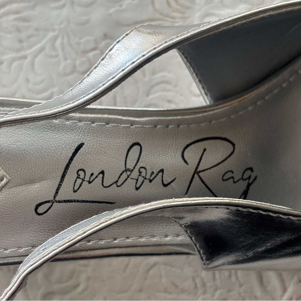 London Rag Silver Slingback Block Heel Pump, Size 7.5-8 - Picture 12 of 15